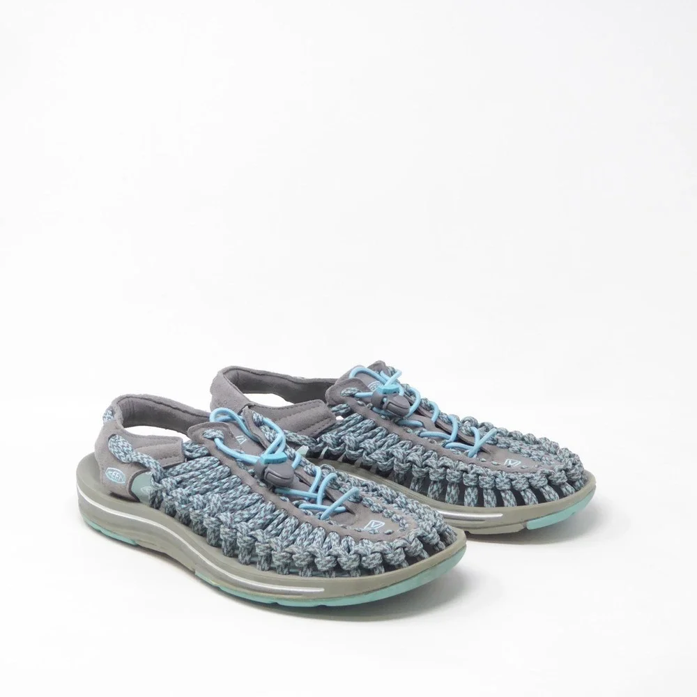 KEEN Womens Uneek Sandals Grey Blue Woven Cord 8.5